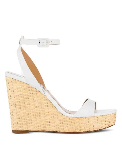 Aquazzura Natural 110Mm Sunseeker Leather Wedge Espadrilles