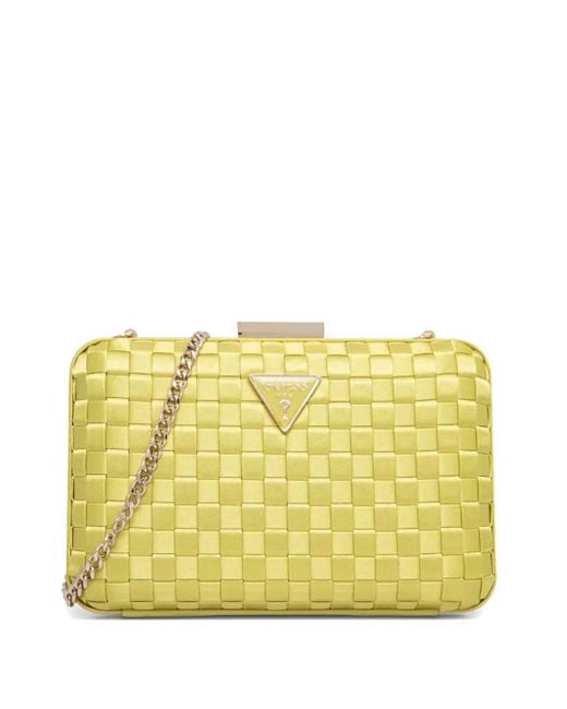 Guess Yellow Logo-Plaque Clutch Bag