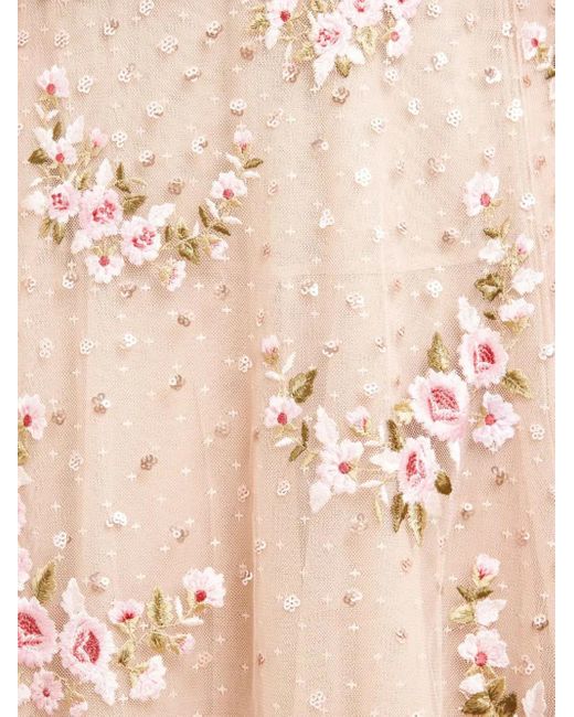 Needle & Thread Pink Crescent Roses Cape-Detail Midi Dress