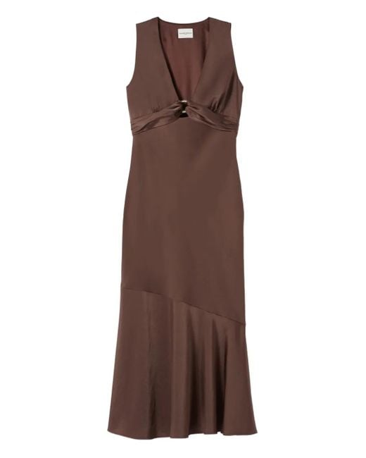 Claudie Pierlot Brown Sleeveless Satin Dress