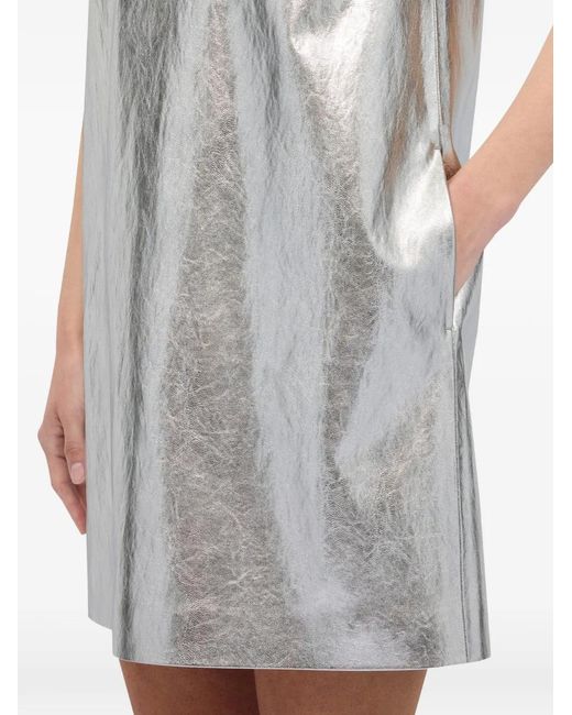 MSGM Gray Crew-Neck Sleeveless Mini Dress
