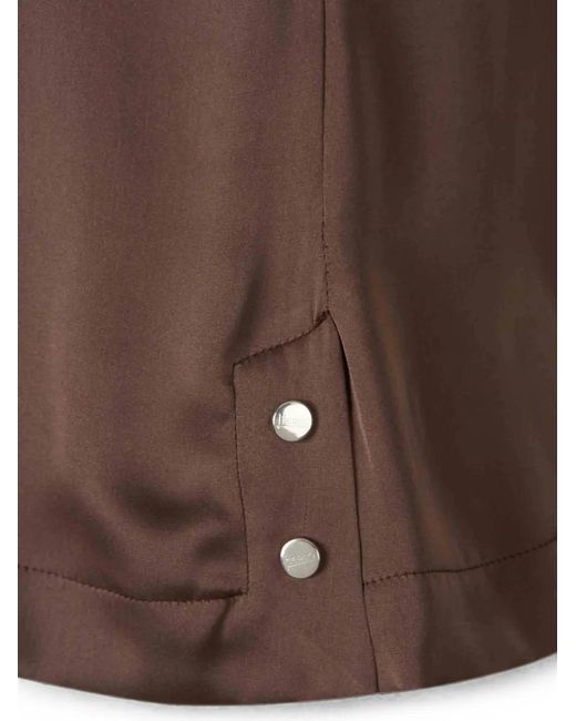Herno Brown Satin-Finish V-Neck Blouse