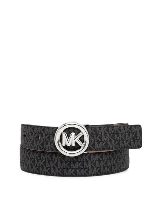 MICHAEL Michael Kors Black Monogram-Print Logo-Buckle Belt