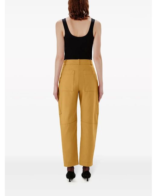 Another Tomorrow Yellow Curved Cargo Trousers