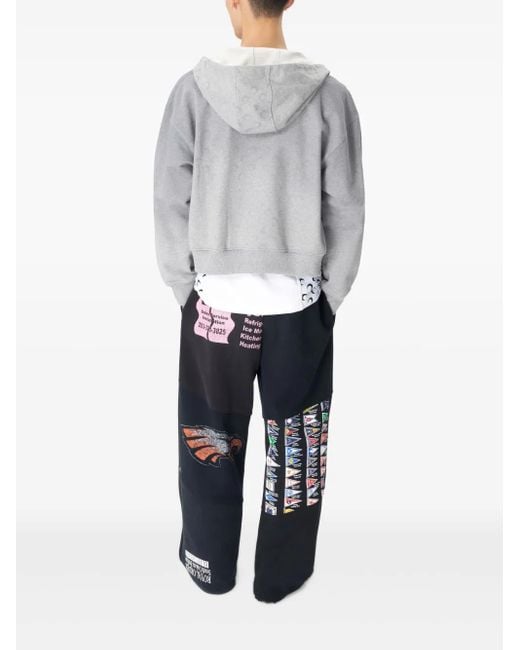 MARINE SERRE Gray Moon-Pattern Fleece Hoodie