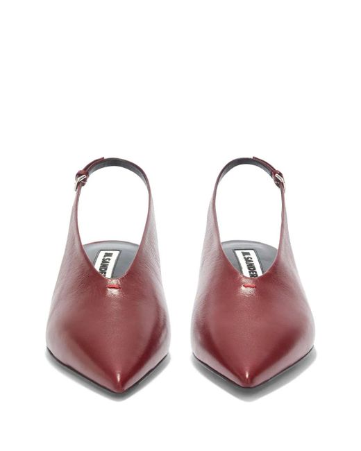 Jil Sander Brown 45Mm Slingback Leather Pumps