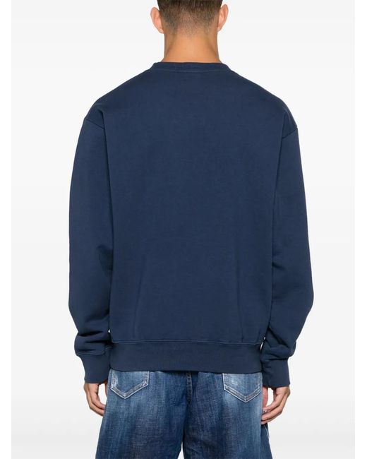 Sporty & Rich Blue Logo-Print Cotton Sweatshirt