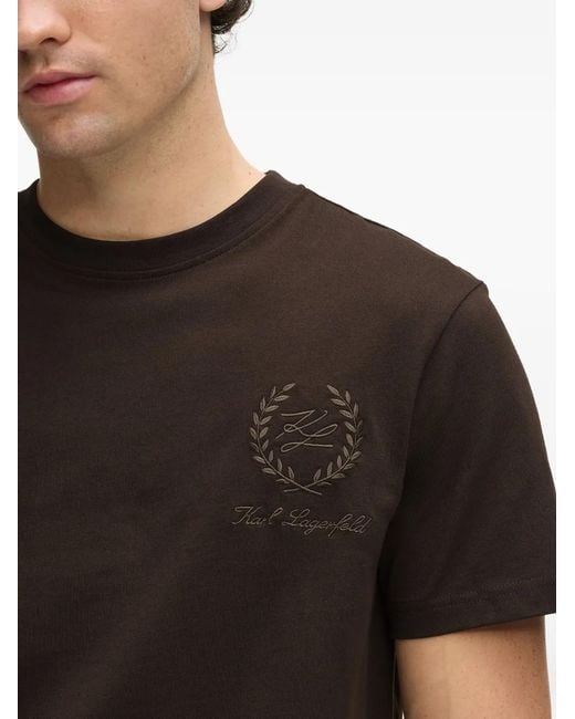 Karl Lagerfeld Black Crew-Neck T-Shirt for men