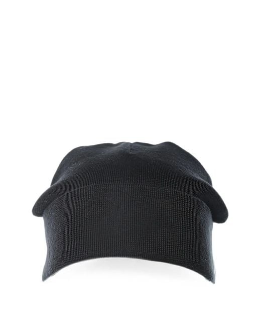 ARMANI EXCHANGE Black Fine-Knit Turn-Up Beanie Hat for men