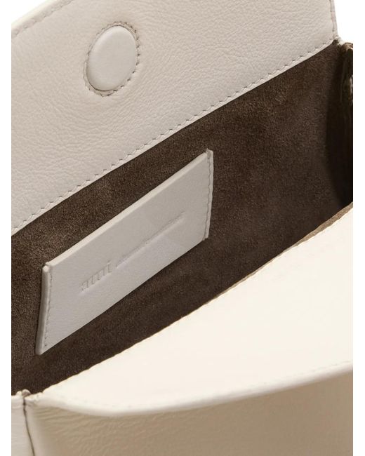 AMI White Cow Leather Mini Carrousel Bag