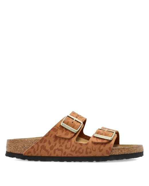 Birkenstock Brown Arizona Animal-Print Buckle Sandals