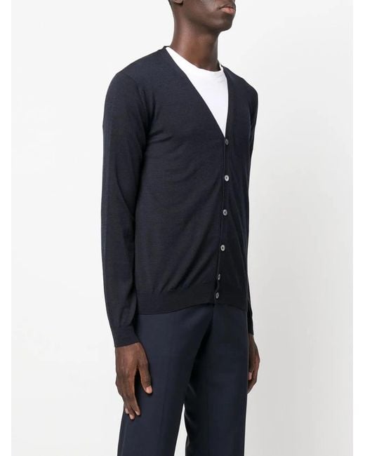 Zanone Blue Buttoned Virgin-Wool Blend Cardigan for men