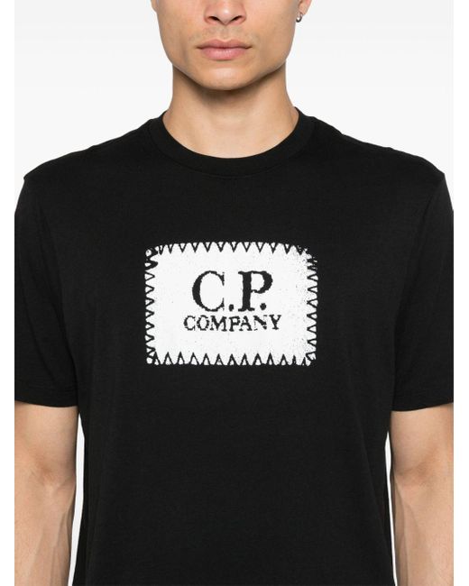 C P Company Black Logo-Print T-Shirt for men