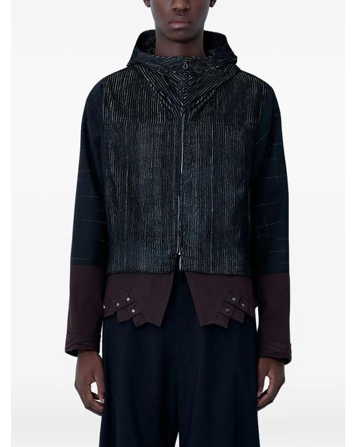 Kiko Kostadinov Blue Contrast-Panel Hooded Jacket for men