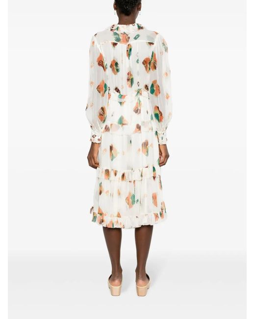 Ulla Johnson White Reina Chiffon Midi Dress