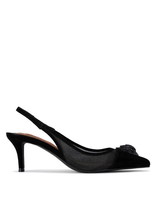 Kurt Geiger Black Mesh Belgravia Slingback Pumps