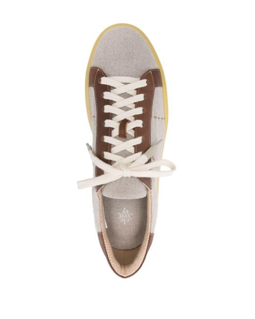 Eleventy Natural Panelled Canvas Sneakers for men