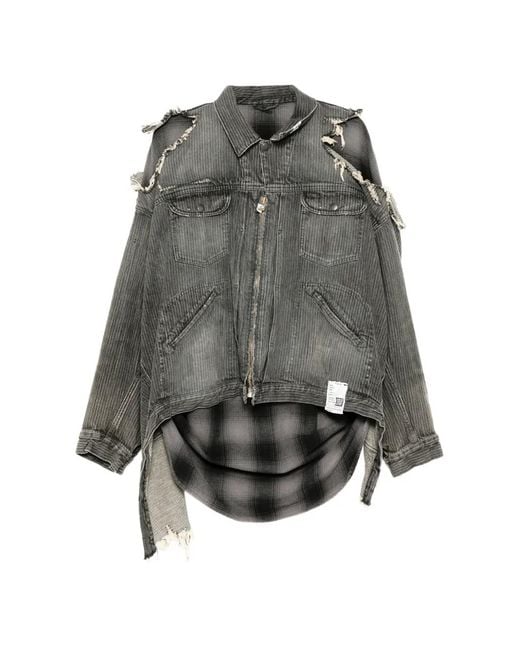 Maison Mihara Yasuhiro Gray Distressed Collared Jacket for men
