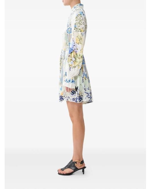 blue halter bridesmaid dress CAMILLA Ceramic Garden Button Front Frill Dress 00037049 – Ocean Drive