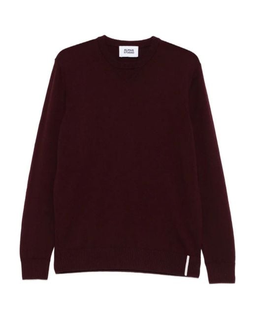 Jersey de lana con cuello redondo Alpha Studio de hombre de color Purple