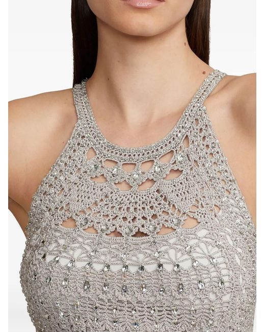 Ralph Lauren White Open-Back Crochet-Detail Maxi Dress