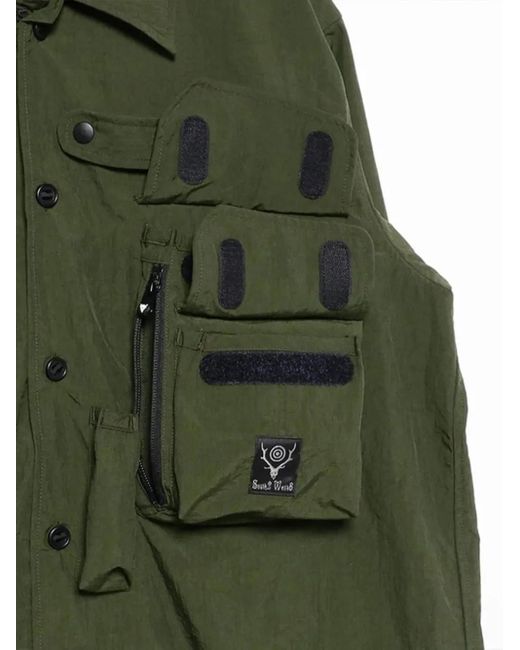 South2 West8 Green Logo-Patch Shirt for men