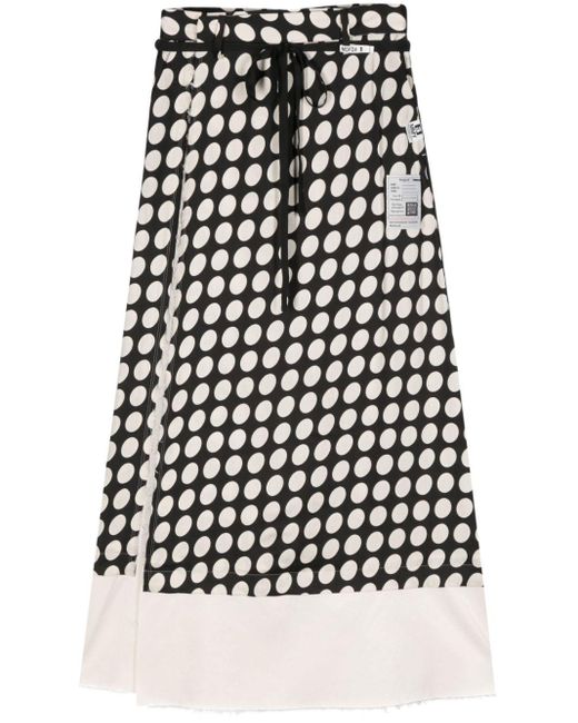 Maison Mihara Yasuhiro White Polka-dot Maxi Skirt