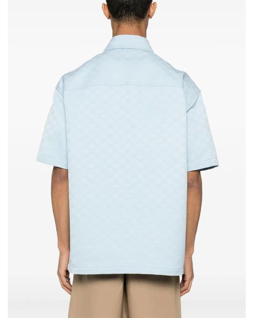 Gucci Blue 'Double Gg' Oversize Fit Work Shirt for men