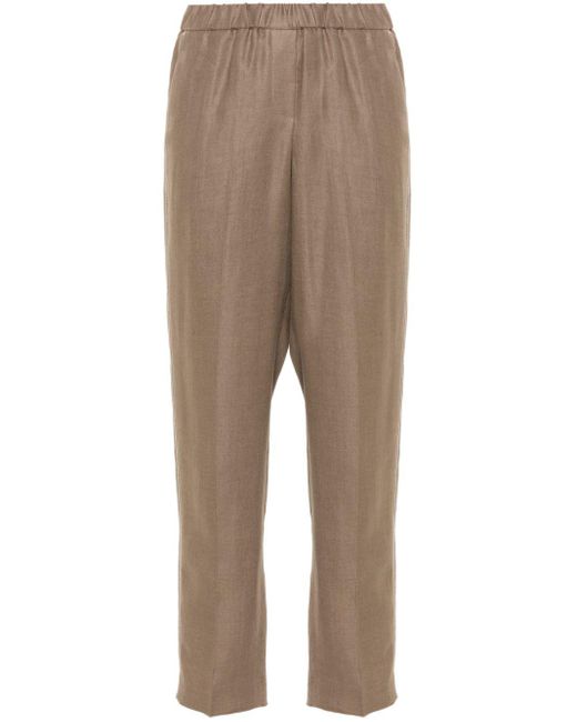 Peserico Natural Linen Tapered-leg Trousers