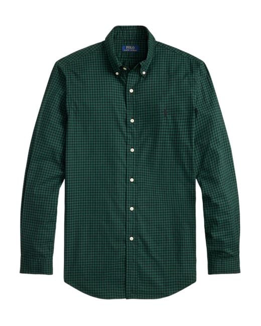Polo Ralph Lauren Green Gingham-Check Long-Sleeve Shirt for men