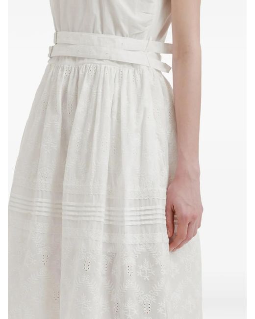 B+ AB White Broderie-Anglaise Belted Midi Dress