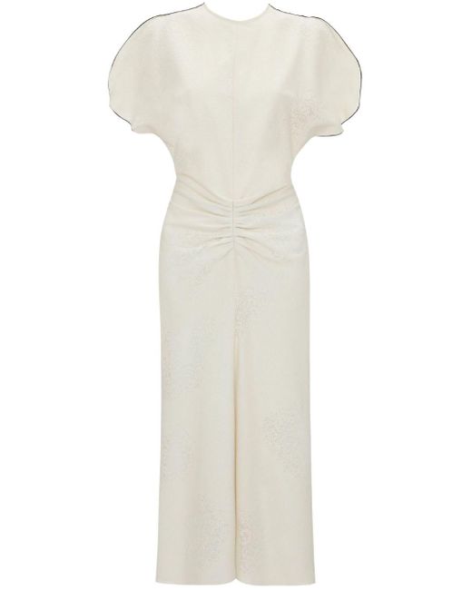 Victoria Beckham Midi-jurk Met Gesmockte Taille in het White