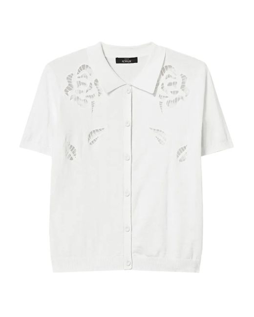 Twinset White Broderie-Anglaise Short-Sleeve Shirt