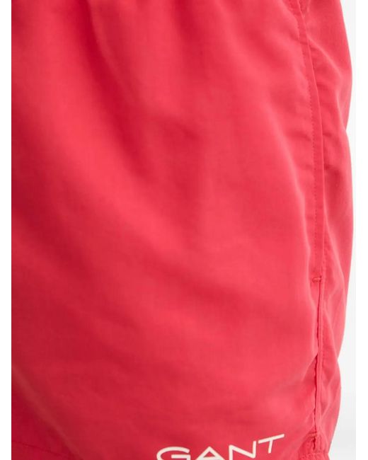 Gant Red Logo-Print Drawstring Swim Shorts for men