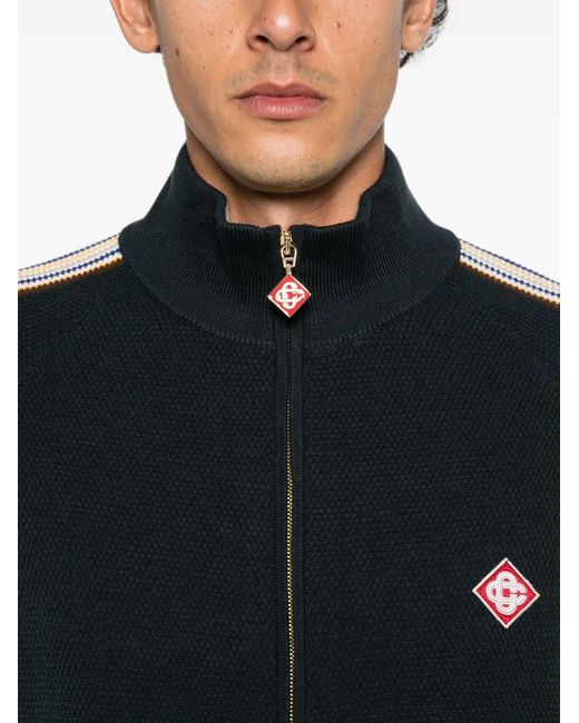 Casablanca Black Logo-Patch Zip-Up Sweater for men