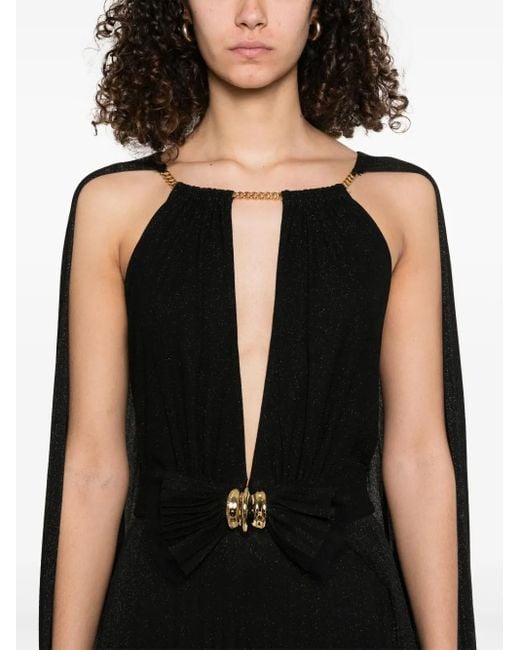 Elisabetta Franchi Black Cape-Abendkleid Aus Lurex