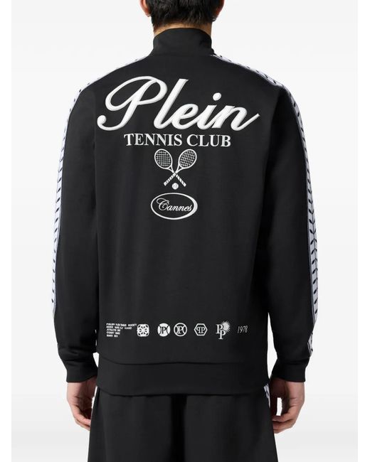 Philipp Plein Black Tracksuit Jacket Tennis Club for men