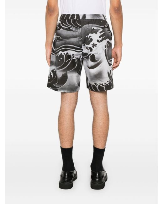 CoSTUME NATIONAL Gray Wave-print Cotton Shorts for men