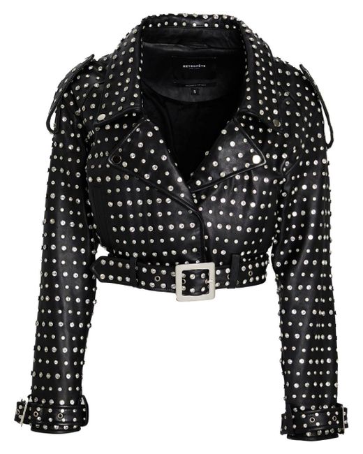 retroféte Black Mora Crystal-embellished Jacket