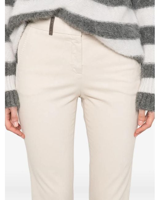 Peserico White Logo-Detail Cotton Trousers