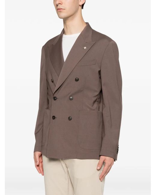 Manuel Ritz Brown Double-Breasted Jacket for men
