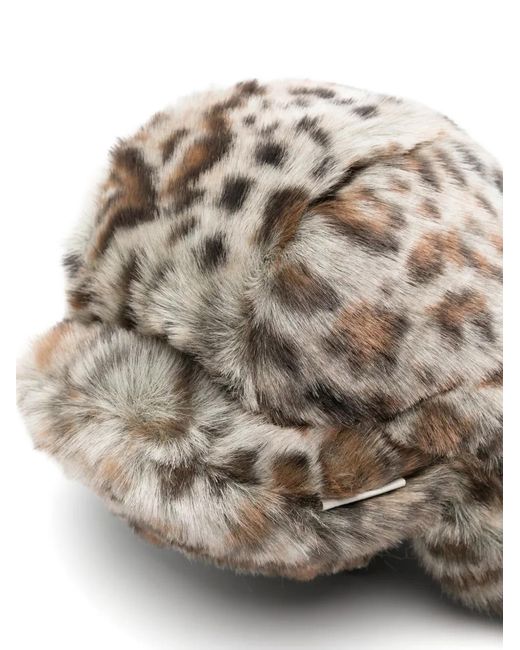 Ruslan Baginskiy Gray Leopard-Print Trapper Hat
