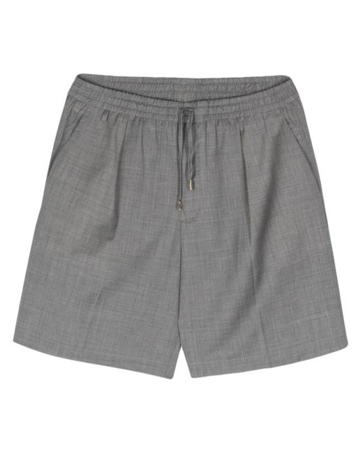 Briglia 1949 Gray Pleated Wool Bermuda Shorts for men