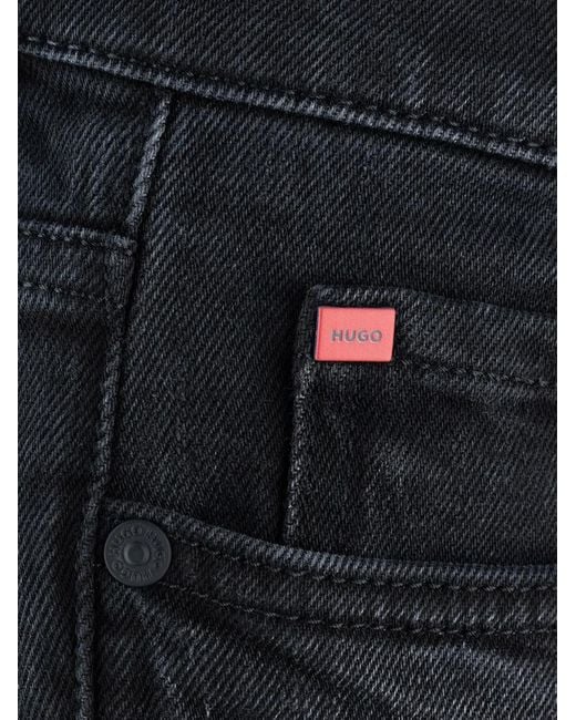 HUGO Blue Logo-Patch Tapered Jeans for men