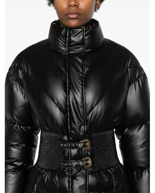 Versace Jeans Couture Black Baroque-Buckle Padded Jacket