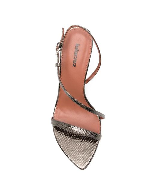 Lola Cruz White Francesca Snakeskin-Effect Buckled Sandals