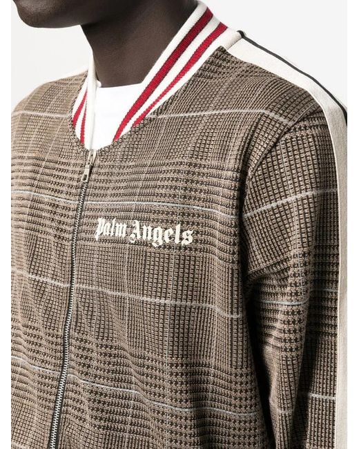 Palm Angels Gray Checked Bomber Jacket for men