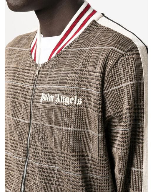 Palm Angels Gray Checked Bomber Jacket for men