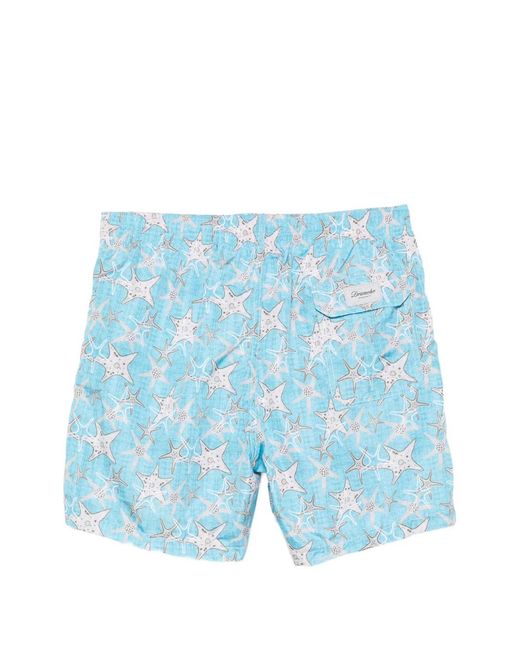 Drumohr Blue Starfish-Print Swim Shorts for men