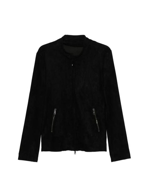 Giorgio Brato Black Zip-Up Suede Biker Jacket for men